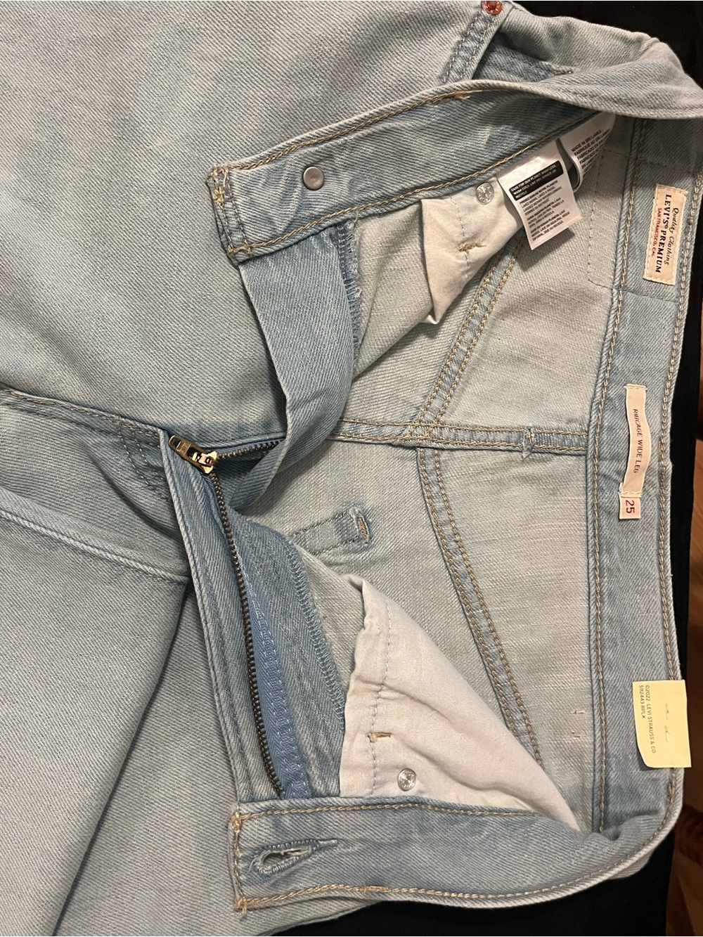 LEVI’s RIBCAGE WIDE LEG High Rise Linen and Denim Women’s Jeans - Picture 6 of 10